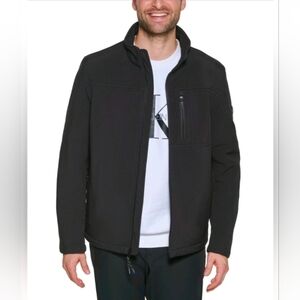 Calvin Klein Men's Black Zip-Front Softshell Jacket Size LARGE